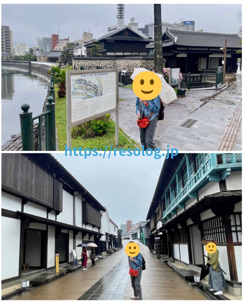 小雨の中の出島入口