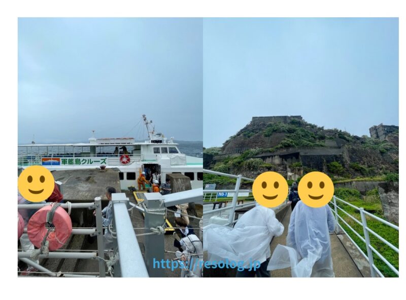 軍艦島の全景（曇り空）