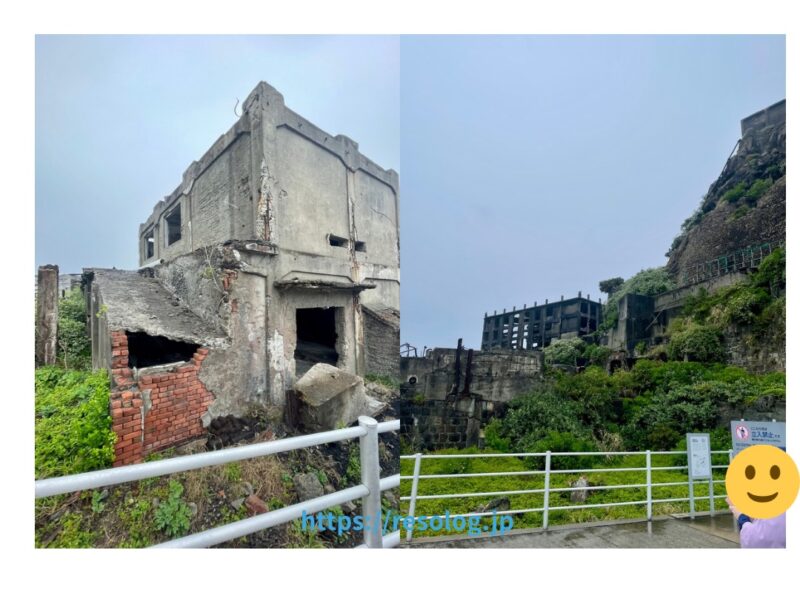 軍艦島の全景（曇り空）