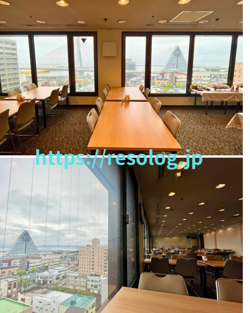 レストラン「山石亭」でテーブルからの眺め