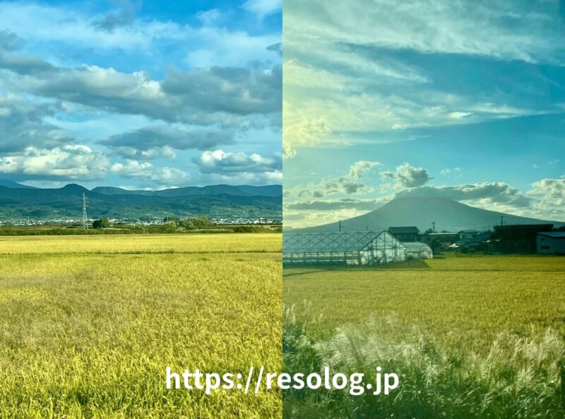 弘前へ移動中。特急つがるの車窓から。