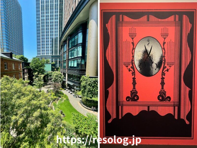 丸の内三菱一号館美術館の館内から見た中庭とフォトスポット